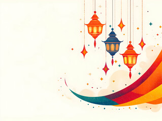 Minimalist Flat Abstract Lantern and Rangoli Lines Border Frame - Sleek Modern Design for Cultural Events, Perfect for Branding or Text Layout