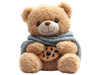 Obraz premium a teddy bear wearing a scarf. 