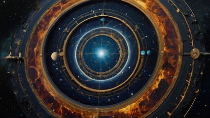 Obraz premium Solar System with Glowing Planets