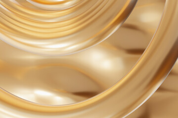 Luxurious abstract golden background. Elegant fluid metallic surface. Flowing gold. Ideal for use in high-end design projects, digital art, as striking background for promotional materials. 3D render.