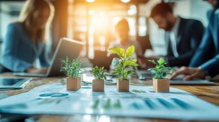 Team collaborating on sustainable business solutions