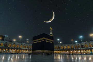 Night View of the Kaaba in Mecca
