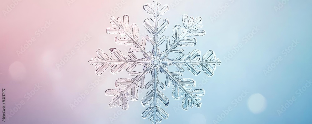 Poster A delicate snowflake isolated on a soft gradient background, capturing the beauty and uniqueness of winter's icy artistry.