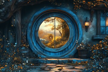 Enchanted Round Doorway to a Mystical Forest