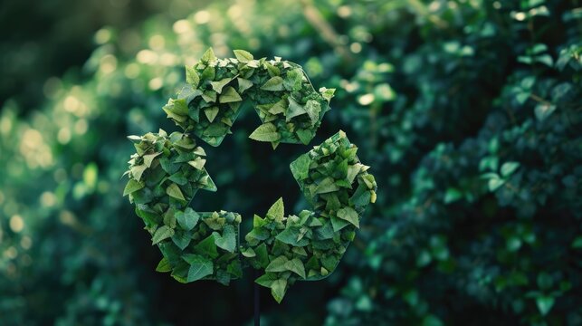 A circular arrangement of foliage illustrates the cycle of recycling in nature, showcasing the greenery and environmental message.