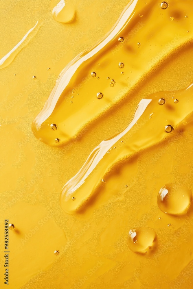 Poster a yellow substance with a lot of bubbles on it. the bubbles are scattered all over the surface, crea