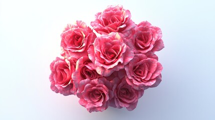 Obraz premium Vibrant 3D Cluster of Pink Roses with Intricate Textures on White Background