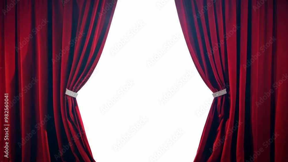 Poster the deep red curtains are slightly parted, revealing a glimpse of the theater stage behind. the rich