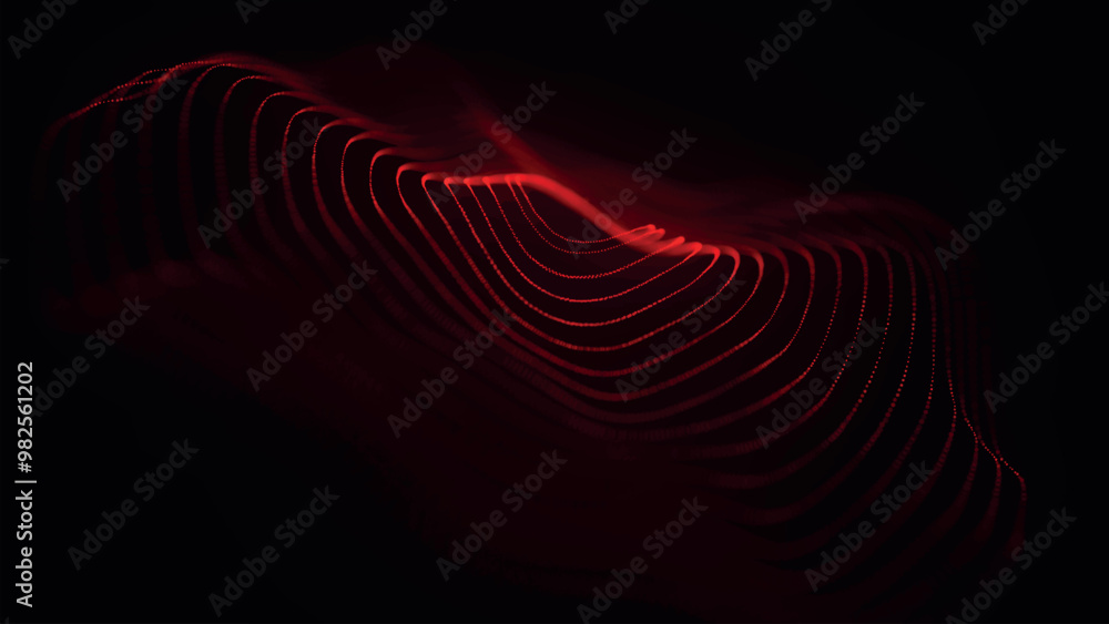 Poster abstract background with dynamic wave. circular wave of dots. musical sound wave. dark background. b