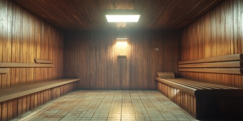 The interior of a locker room with wooden lockers.