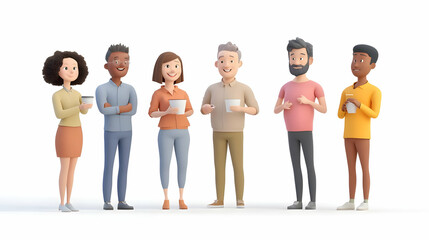 Obraz premium 3D Candid Group Savings Plan Concept: Friends Discussing Financial Planning Over Coffee - Ideal for Community and Finance Campaigns