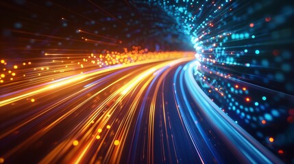 Dynamic Light Trails in Abstract Digital Space