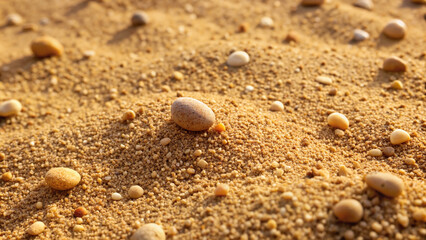 Close-up of Sandy Soil with Pebbles, Symbol of Arid Landscape