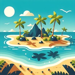 Flat Design Tropical Island