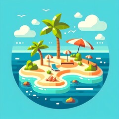 Flat Design Tropical Island