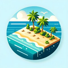 Flat Design Tropical Island