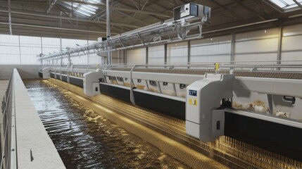 Fototapeta premium Automated feeding systems in a precision livestock farming setup.