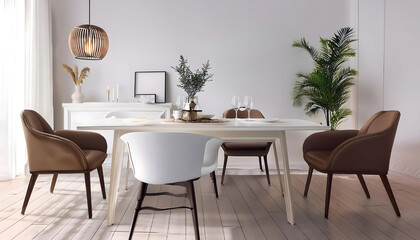 dining cafes dresser blank apartment background 3d white mockup illustration