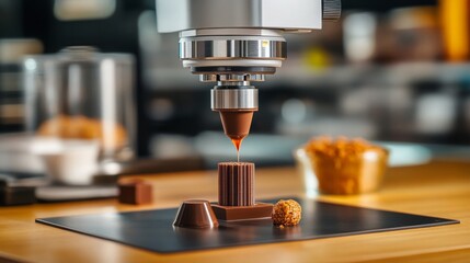 D Printed Chocolate Dessert  Close up of Machine Extruding