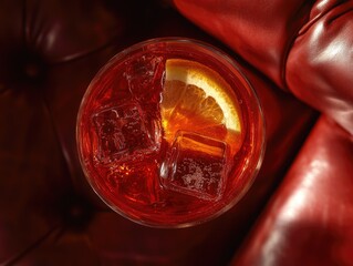 A refreshing cocktail of Aperol, sparkling water and an orange slice.