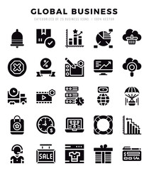 Global Business icons set. Vector illustration.