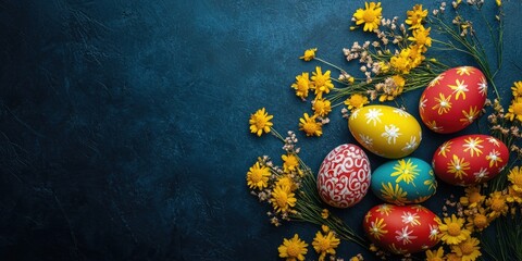 Decorative eggs in traditional colors for a festive celebration
