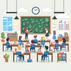Flat Design School Classroom