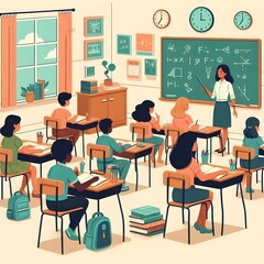 Flat Design School Classroom