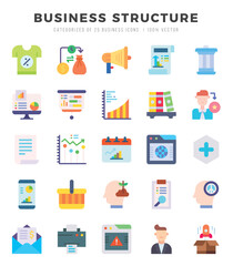 Vector Business Structure types icon set in Flat style. vector illustration.