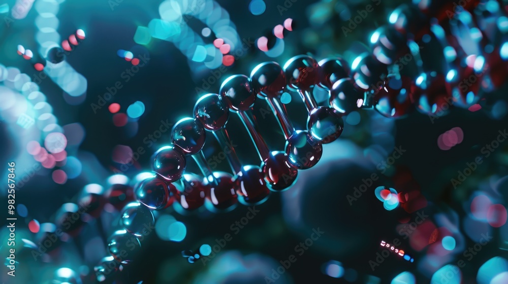 Poster dna molecule on display in laboratory setting.