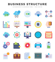 Set of Business Structure icons in Flat style. High quality Flat Icons symbol collection.