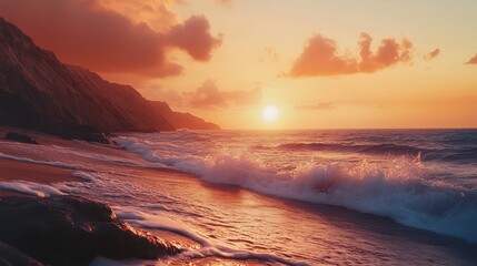 Obraz premium Golden Sunset over the Ocean