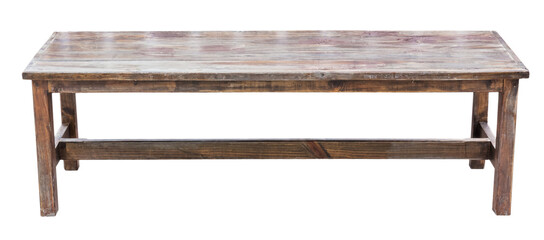 Long old and vintage wooden chair isolated