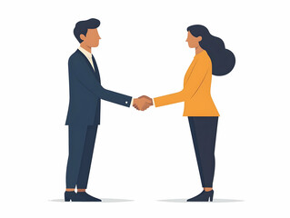 Flat Candid Business Deal Closure: Authentic Handshake Between Professionals Signifying Successful Acquisition in Simple Vector Illustration for Corporate Branding