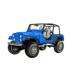 illustration of a blue offroad car without background