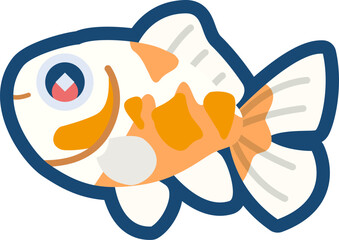 かわいい金魚（桜地金）のイラスト