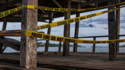 crime scene, yellow police tape