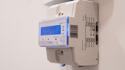 Electricity meter shows electricity consumption, reasonable consumption of resources and electricity control