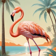 Fototapeta premium flamingos in the water