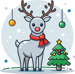 Cristmas-Tree-With-Deer-Art