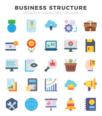 Set of Business Structure Icons. Simple Flat art style icons pack. Vector illustration.