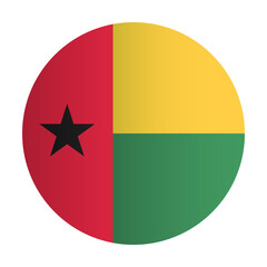 Guinea-Bissau national flag badge. Coutry identity circle