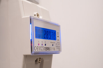Electricity meter shows electricity consumption, reasonable consumption of resources and...