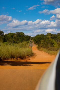 Rural road in Brazil seen from a car window