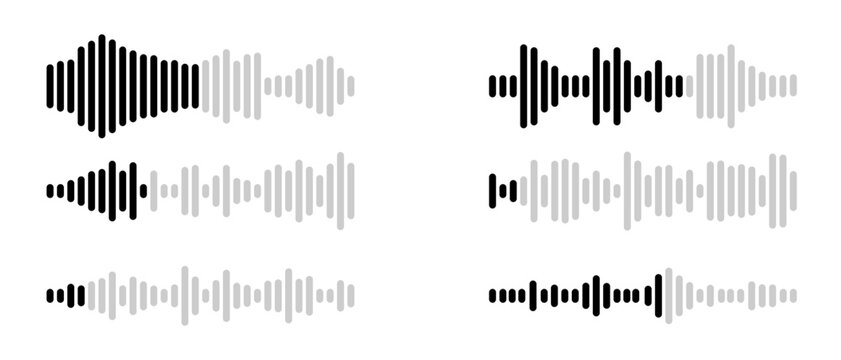 Black and gray soundwave frequency icon set
