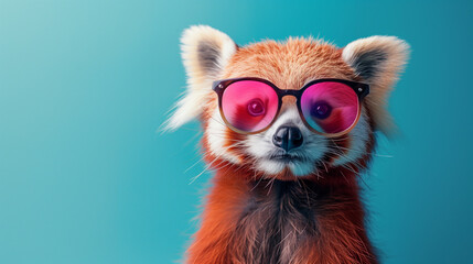 Fototapeta premium Red panda with colorful background