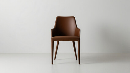 Isolated brown wooden chair on white background mockup, 4K hyperrealistic photo