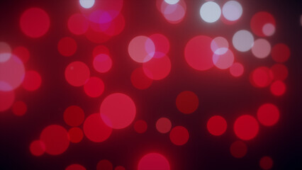Red and pink light particles on dark background, abstract light, shimmering circles, holiday and weekends