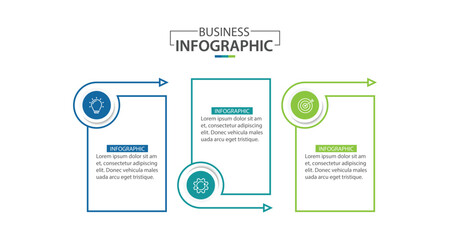 Vector Infographic label design template with icons and 3 options or steps.