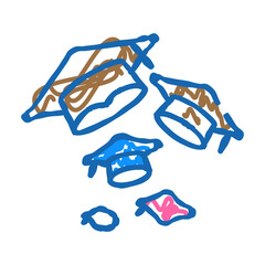 celebration graduation fly caps doodle icon sketch vector. celebration graduation fly caps sign. isolated symbol illustration